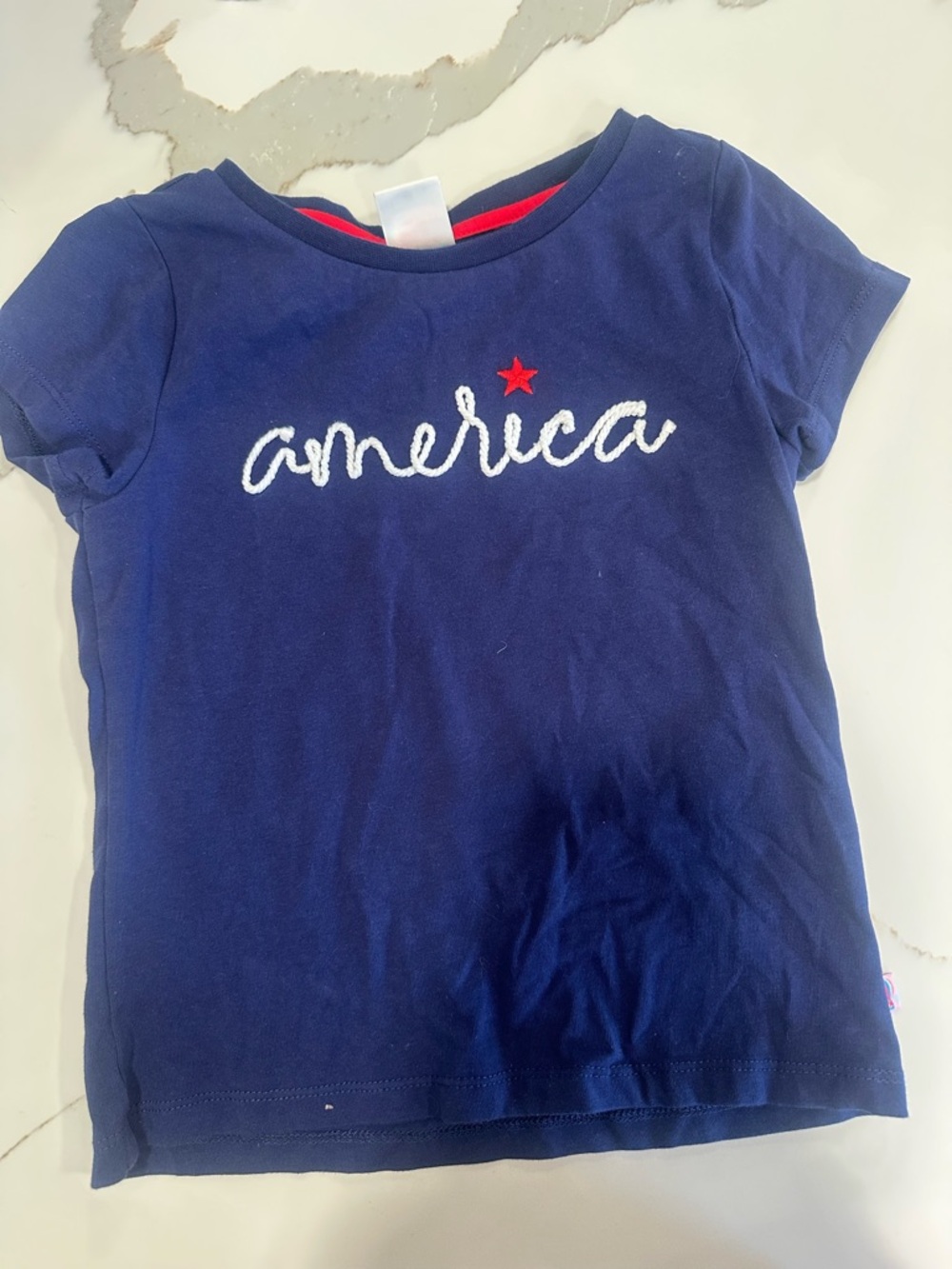 America USA Rope Embroidered Navy Kids Tee